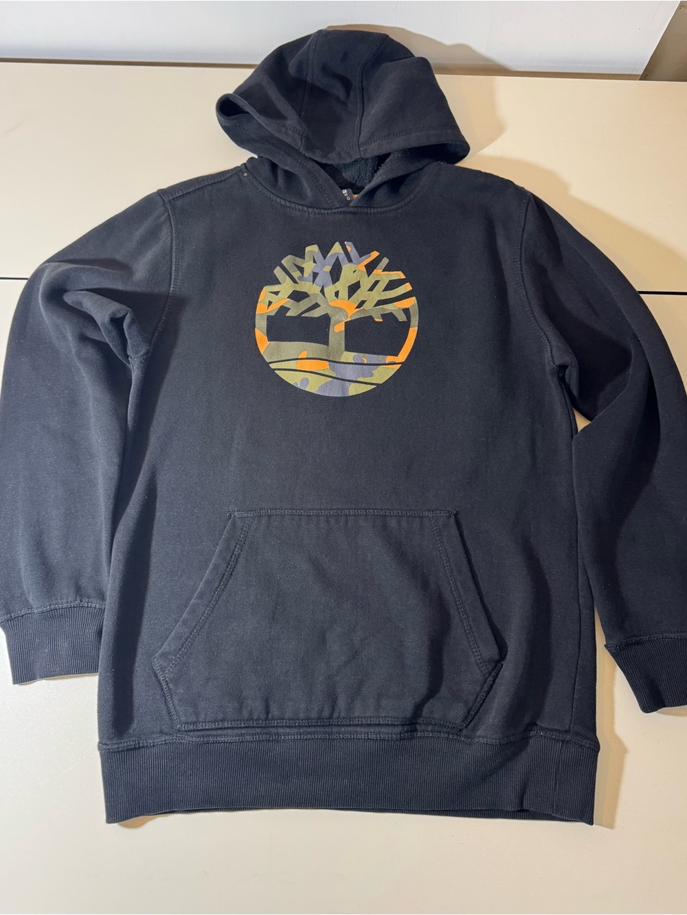 Timberland Black Hoodie with Camo Tree Logo
